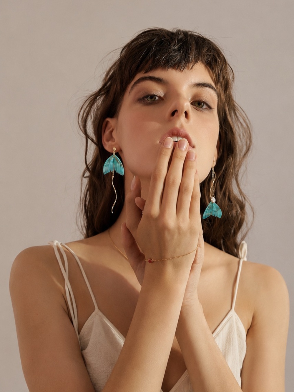 Mermaid Tail Asymmetrical Drop Gold Earrings